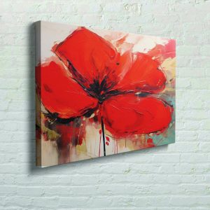 Tablou canvas red poppies on a grunge background
