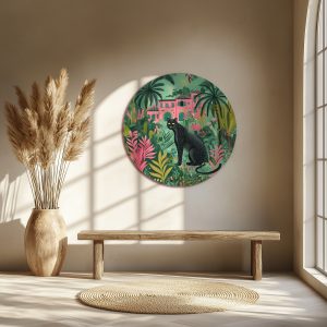 Tablou Canvas Rotund Black Cat In Jungle