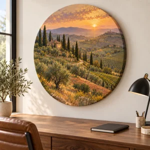 Tablou Canvas Rotund Tuscan Sunset